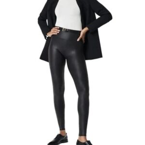 SPANX Faux Leather Leggings in Black, Size Large, New with Tags